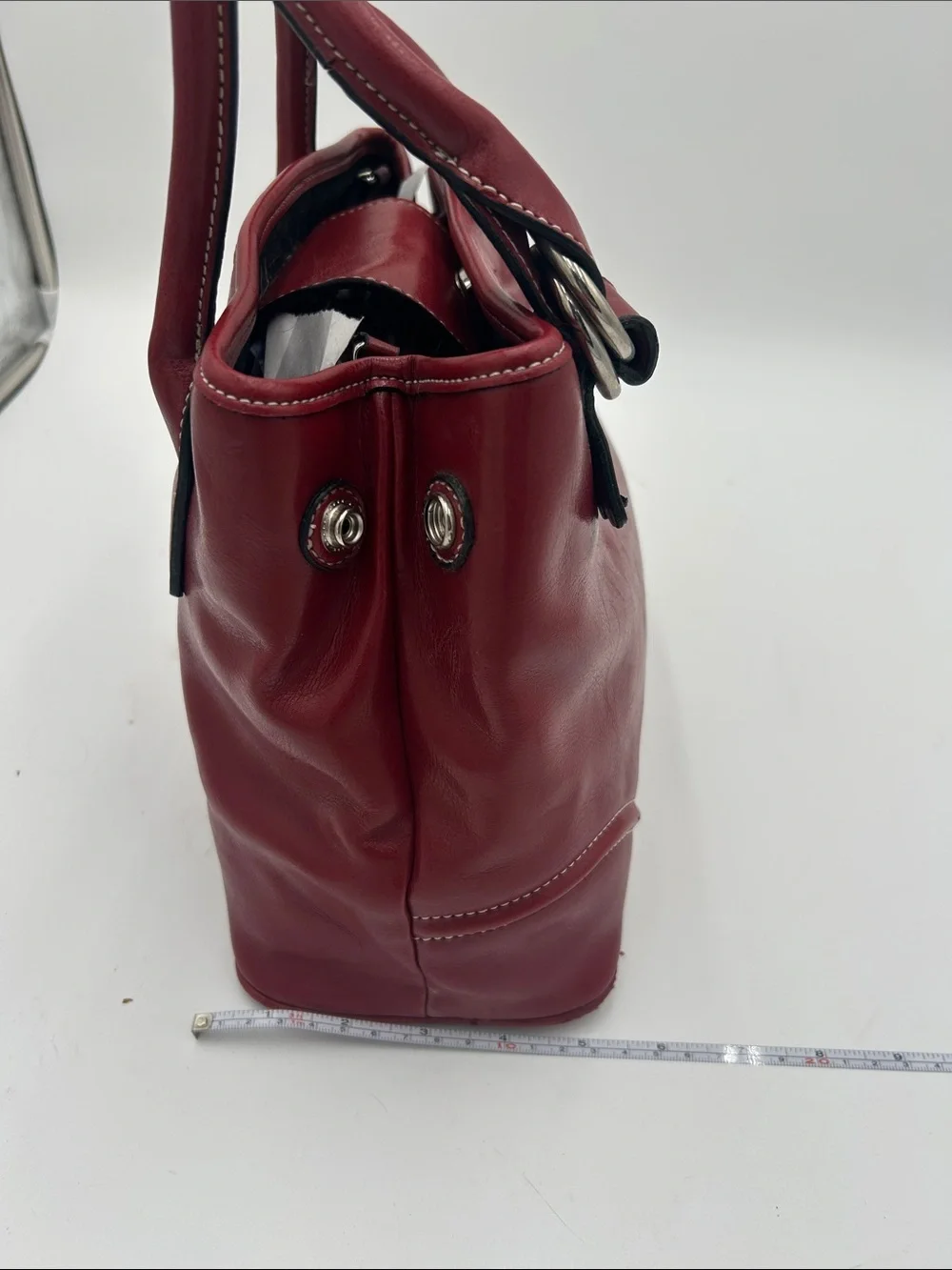 Y2K Tommy Hilfiger Classic Red Soft Leather Satchel Handbag